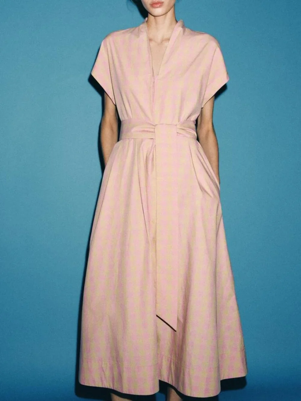 Zara CHECK POPLIN DRESS ZW COLLECTION - Picture 1 of 2
